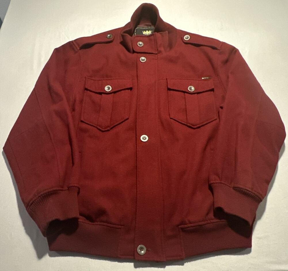 Vintage Akademiks Mens Wool Blend Jacket XL Maroon